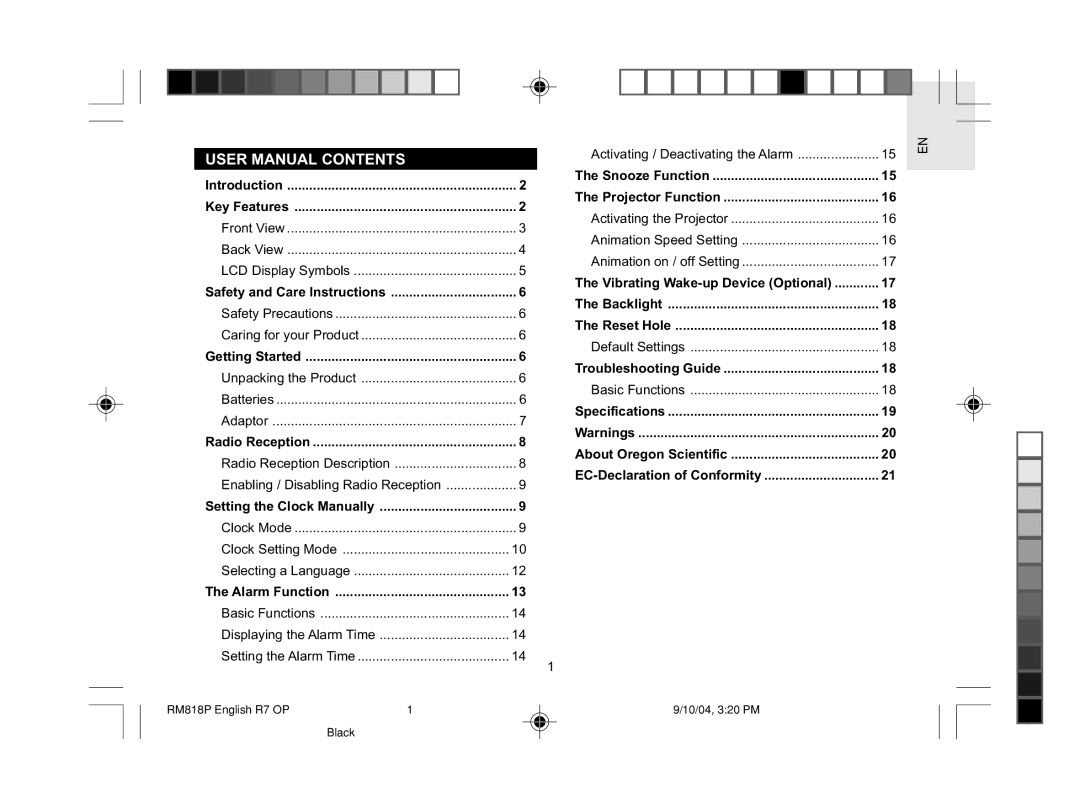 Oregon Scientific RM818P user manual Enabling / Disabling Radio Reception 