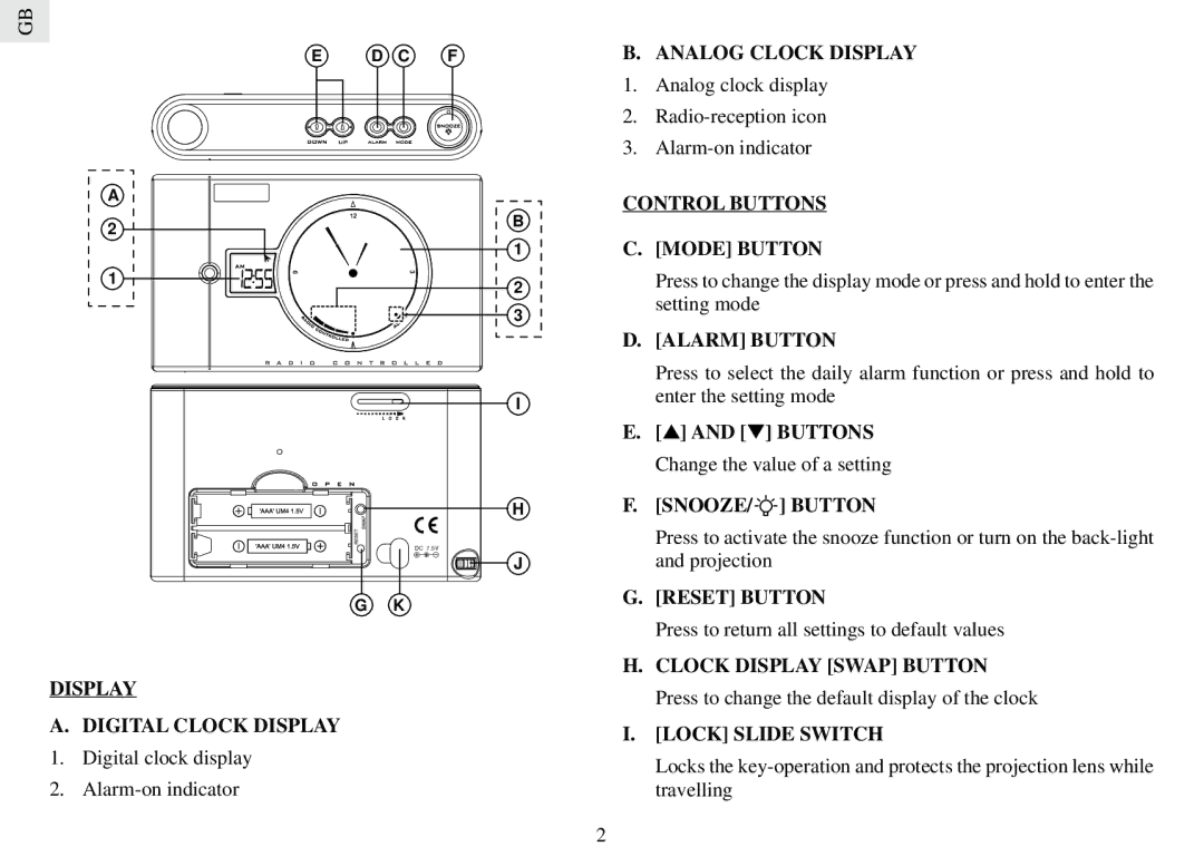 Oregon Scientific RM888PA Analog Clock Display, Control Butt ONS Mode Button, Alarm Button Displa Y Digital Clock Display 