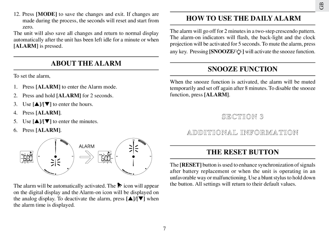 Oregon Scientific RM888PA user manual About the Alarm, HOW to USE the Daily Alarm, Snooze Function 