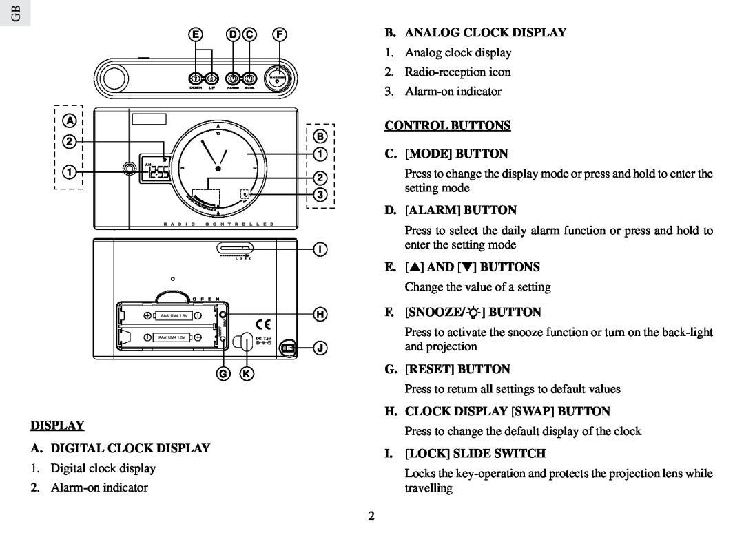 Oregon Scientific RM888PA user manual B. Analog Clock Display 