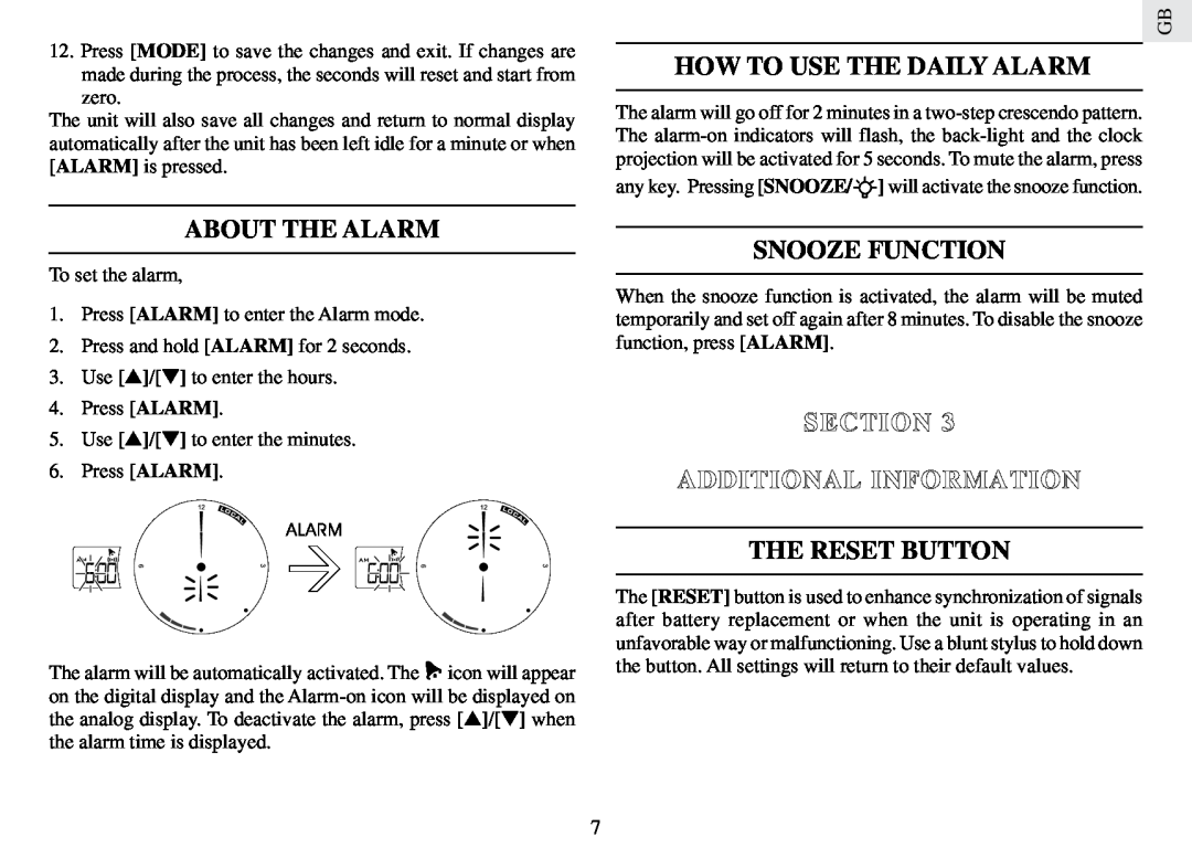 Oregon Scientific RM888PA user manual About The Alarm, How To Use The Daily Alarm, Snooze Function 