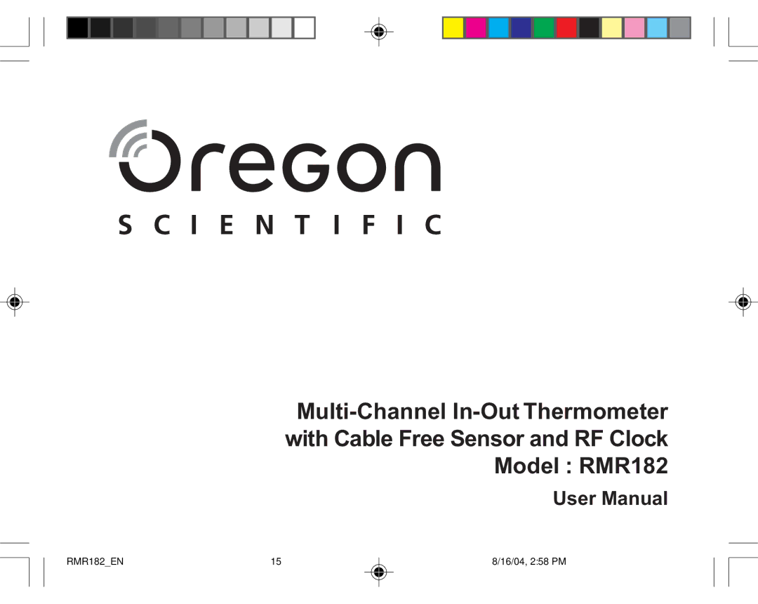 Oregon Scientific user manual RMR182EN 