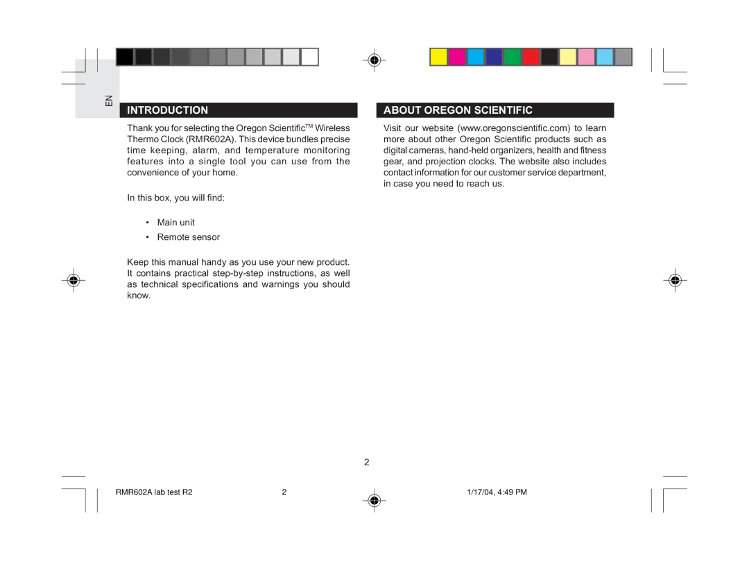 Oregon Scientific RMR602A user manual Introduction, About Oregon Scientific 