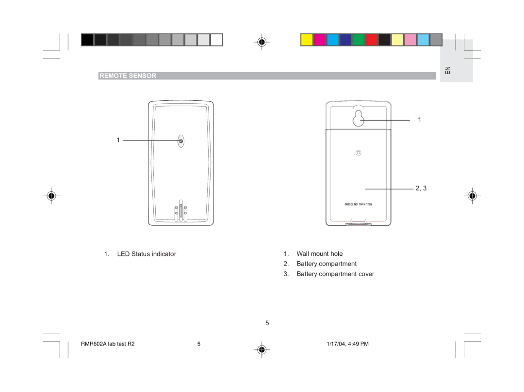 Oregon Scientific RMR602A user manual Remote Sensor 