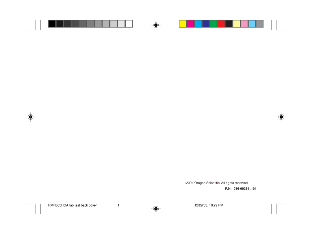 Oregon Scientific RMR603HGA user manual Oregon Scientific. All rights reserved 