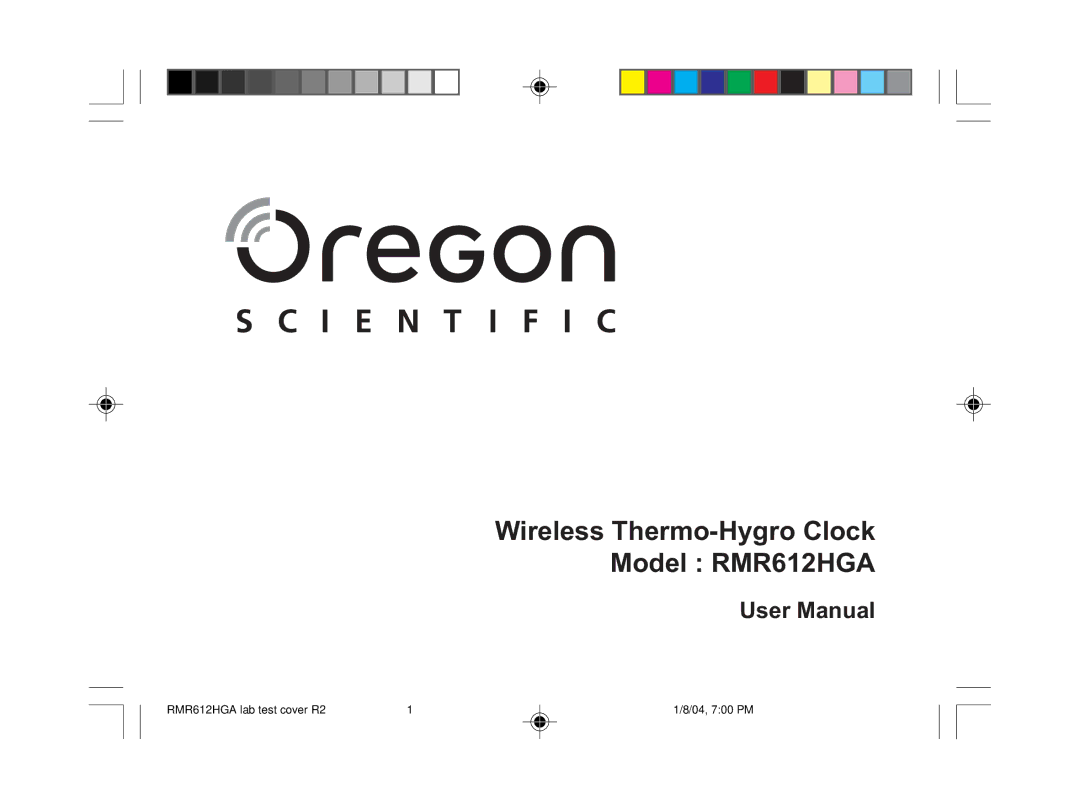 Oregon Scientific user manual Wireless Thermo-Hygro Clock Model RMR612HGA 