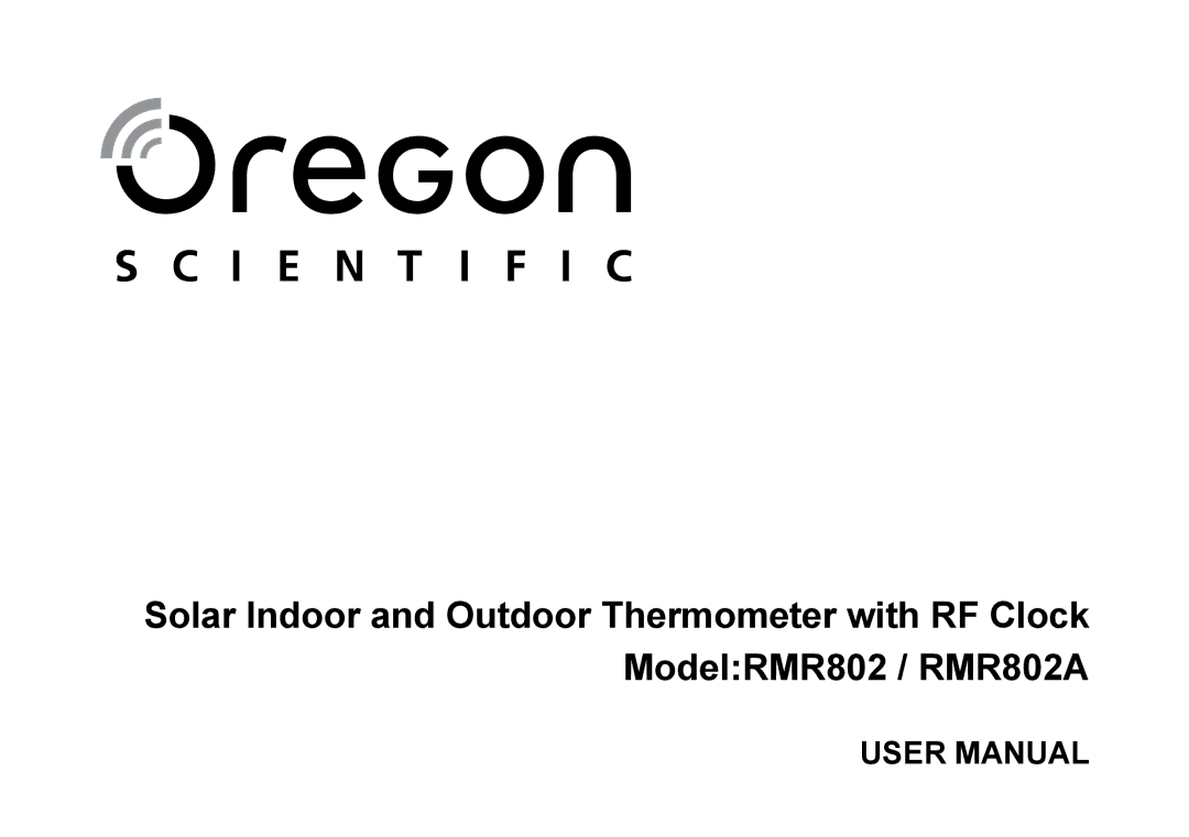 Oregon Scientific RMR802 user manual 