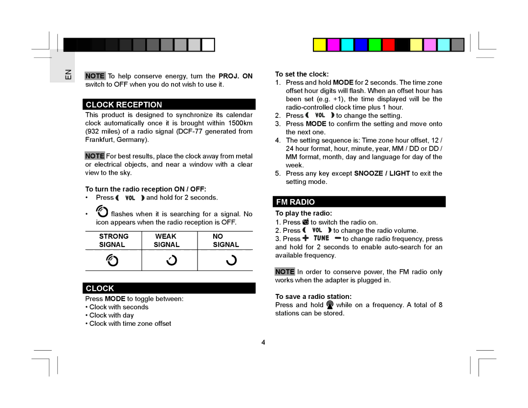 Oregon Scientific RRM310P user manual Clock Reception, FM Radio 