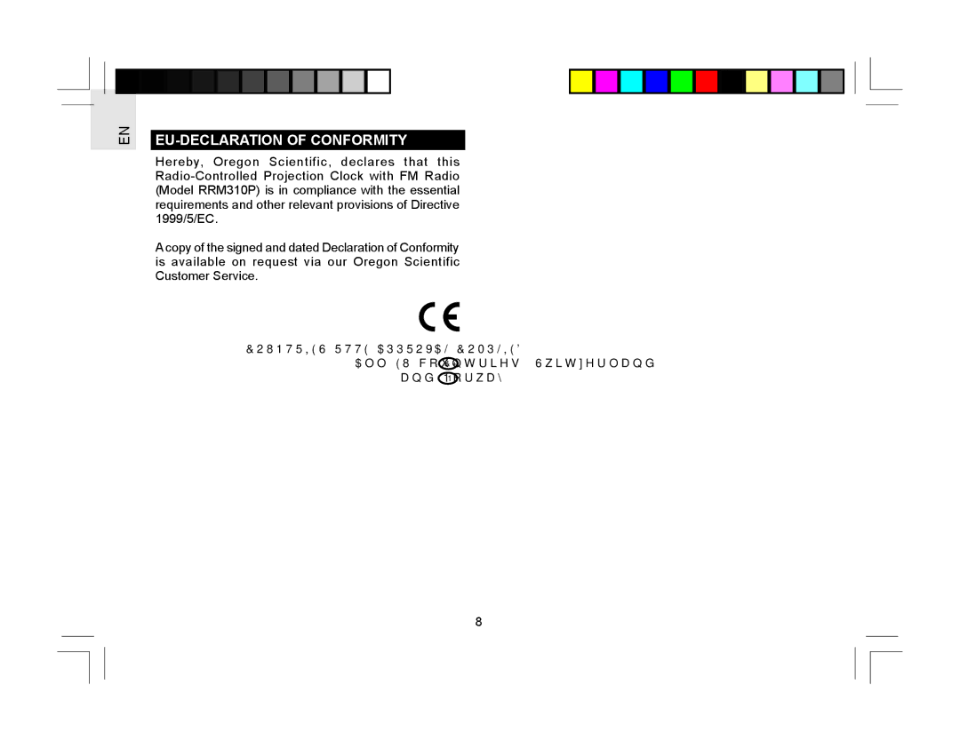 Oregon Scientific RRM310P user manual EU-DECLARATION of Conformity 