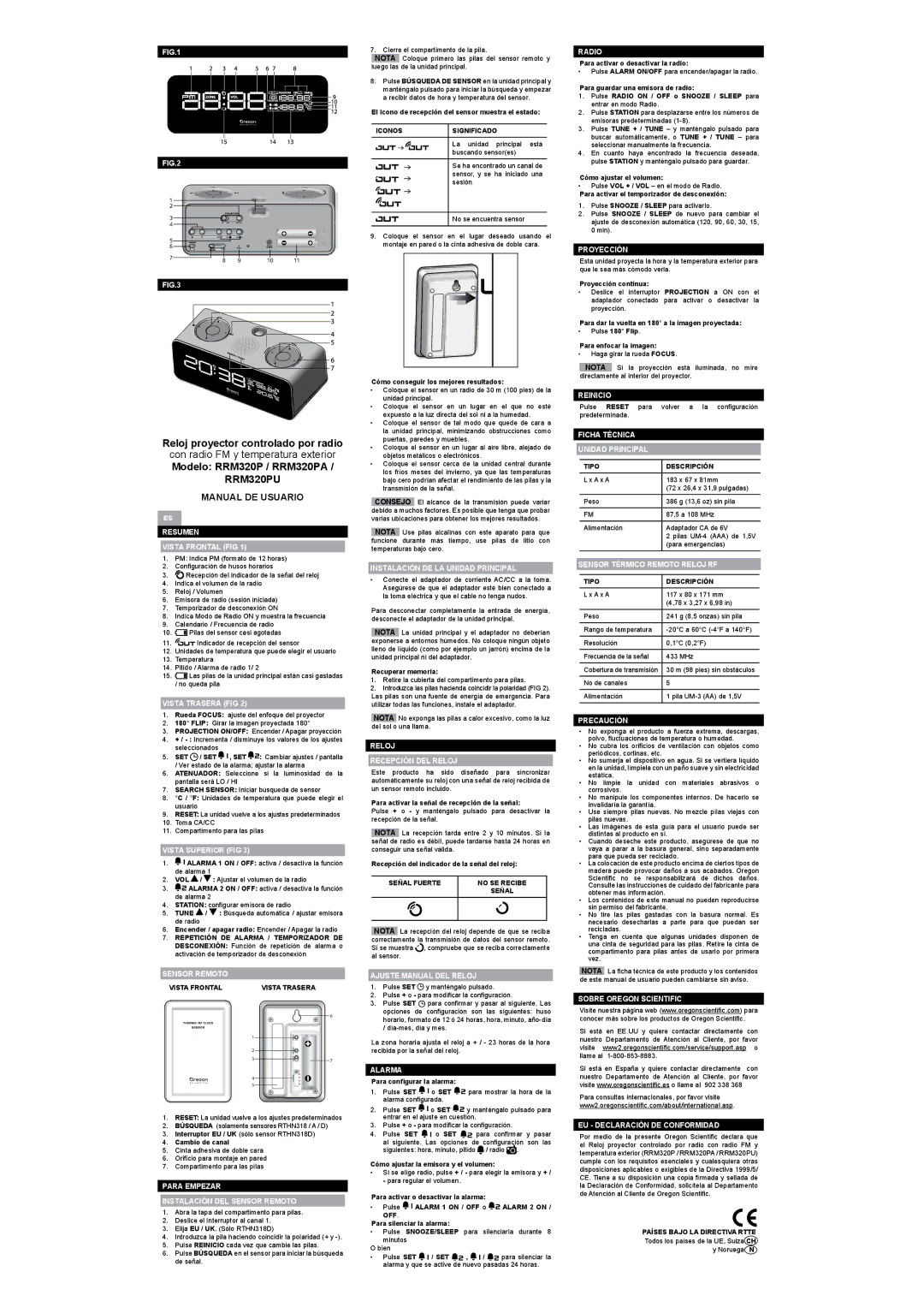 Oregon Scientific RRM320PU specifications Manual DE Usuario 