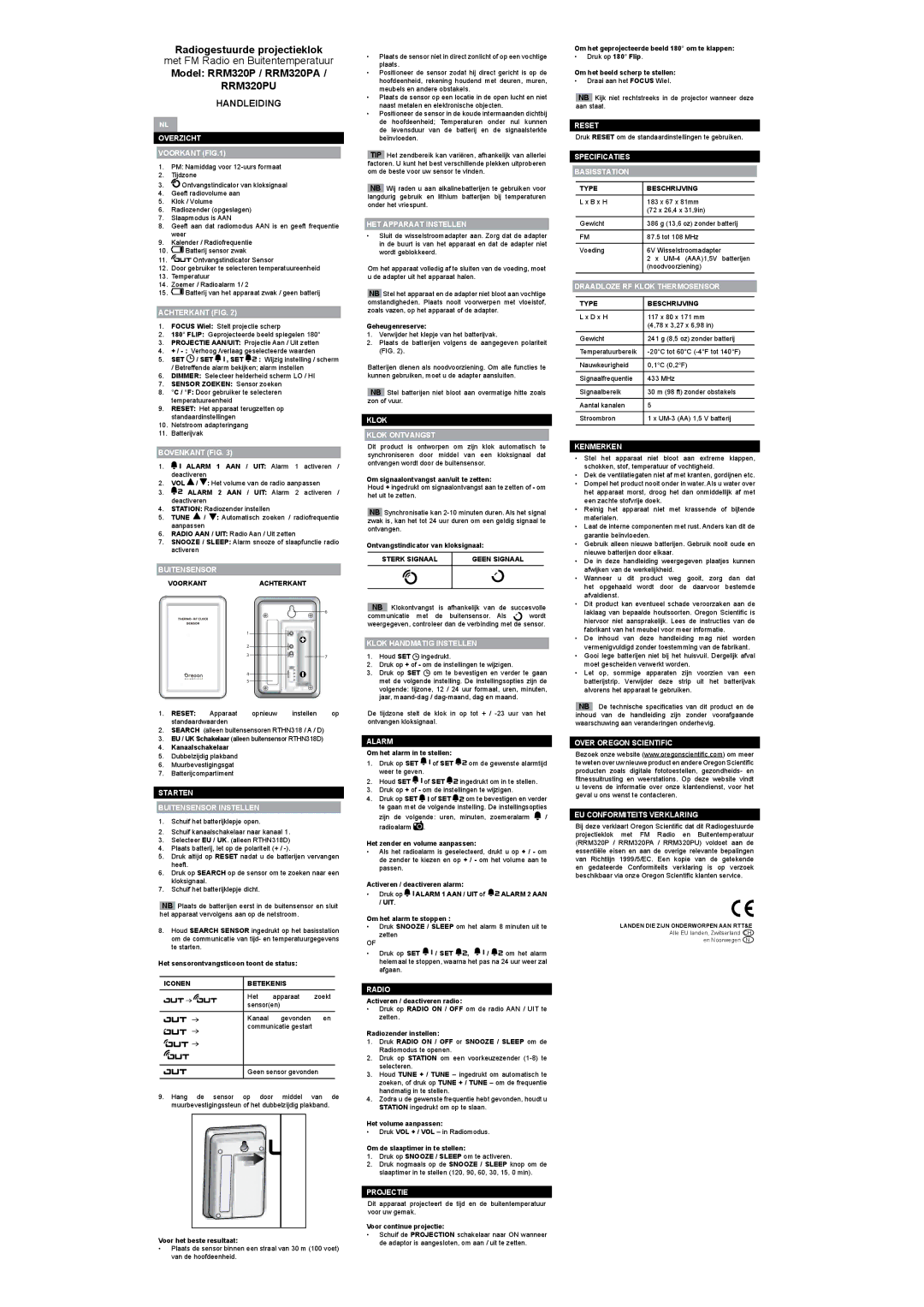 Oregon Scientific RRM320PU specifications Handleiding 