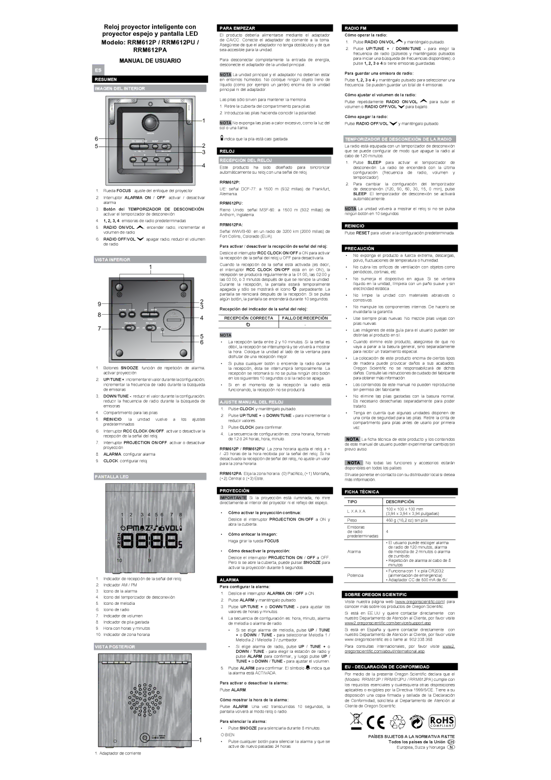 Oregon Scientific RRM612P user manual Manual DE Usuario 