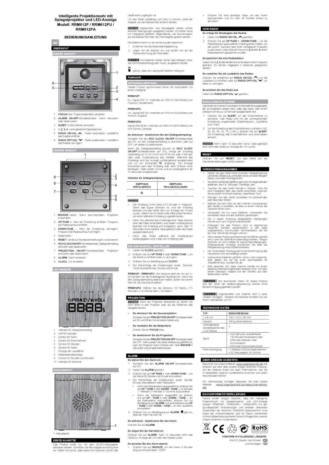 Oregon Scientific RRM612P user manual Bedienungsanleitung 