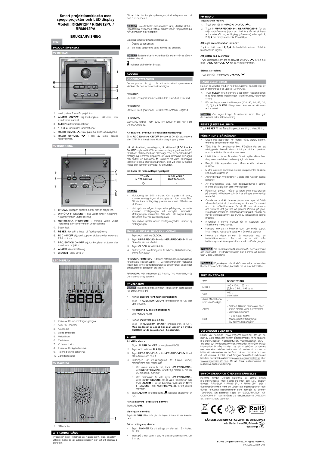 Oregon Scientific RRM612P user manual Bruksanvisning 