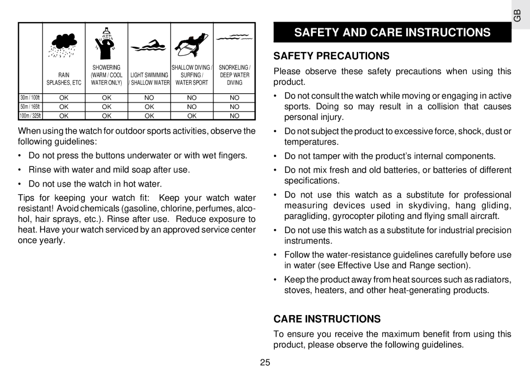 Oregon Scientific RX109 user manual Safety and Care Instructions, Safety Precautions 