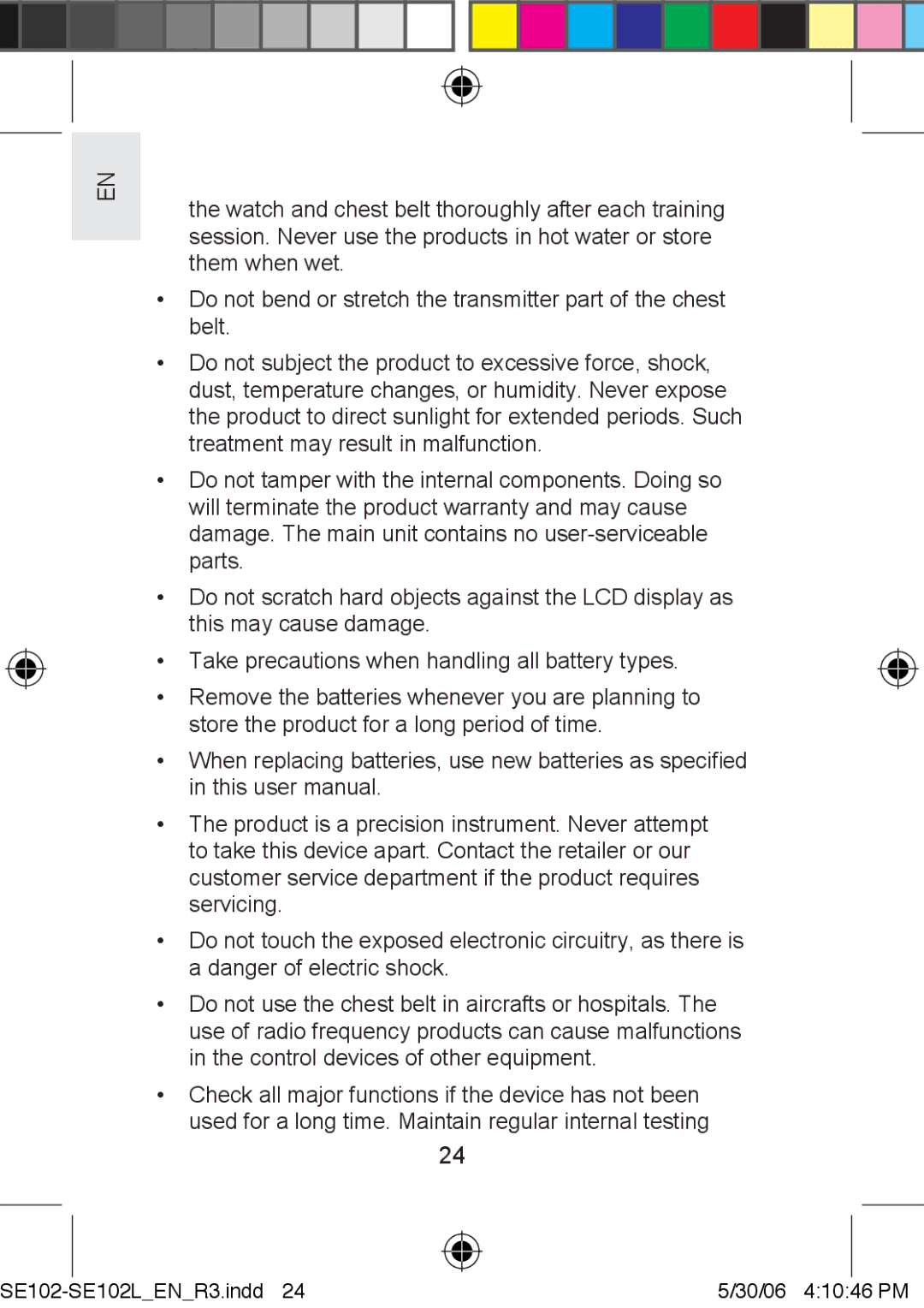 Oregon Scientific SE102L user manual Them when wet 