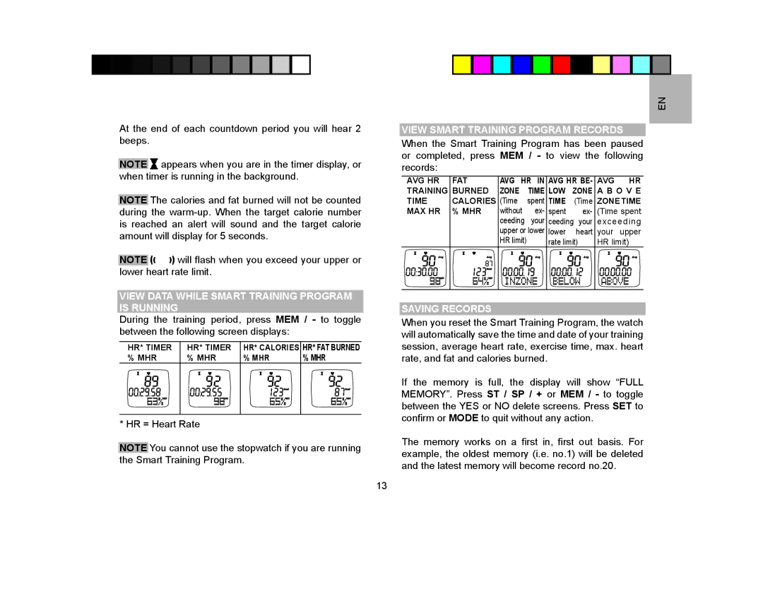 Oregon Scientific SE120 user manual View Smart Training Program Records, View Data While Smart Training Program is Running 