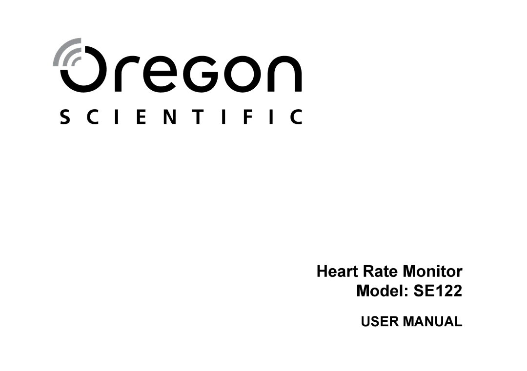 Oregon Scientific user manual Heart Rate Monitor Model SE122 