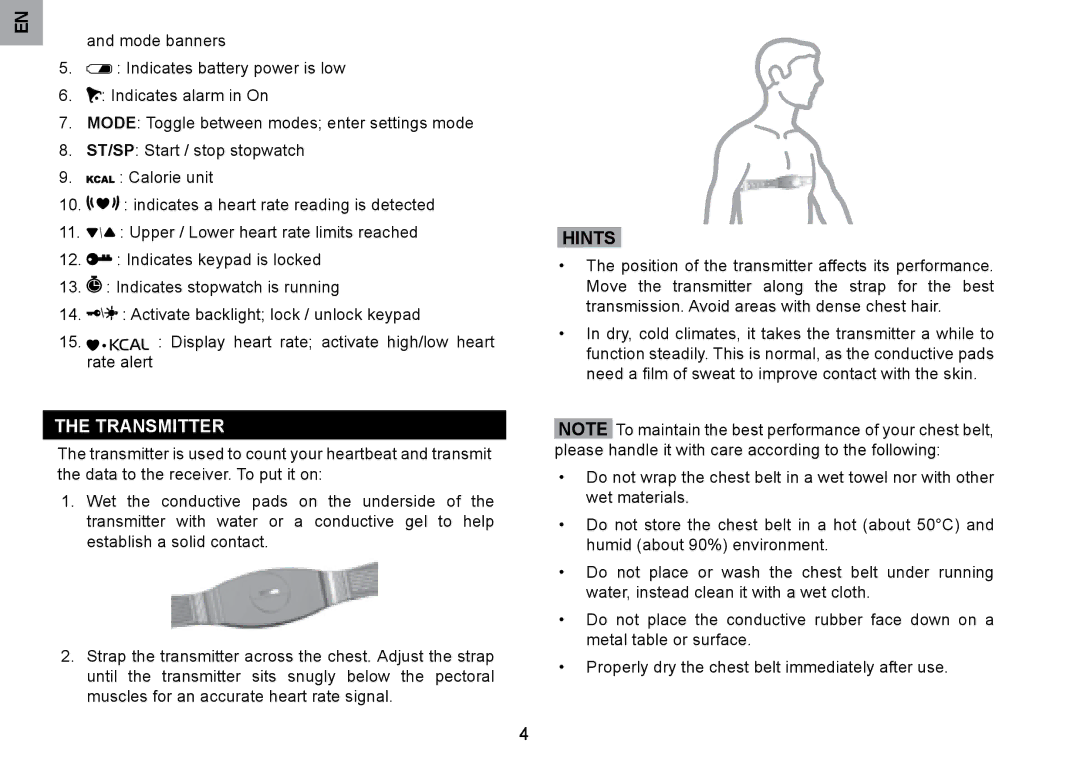 Oregon Scientific SE122 user manual Transmitter, Hints 