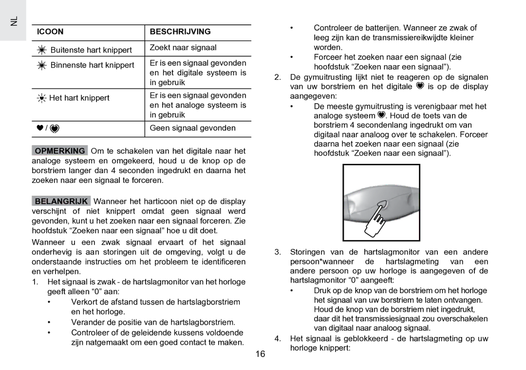 Oregon Scientific SE188 user manual Icoon Beschrijving 