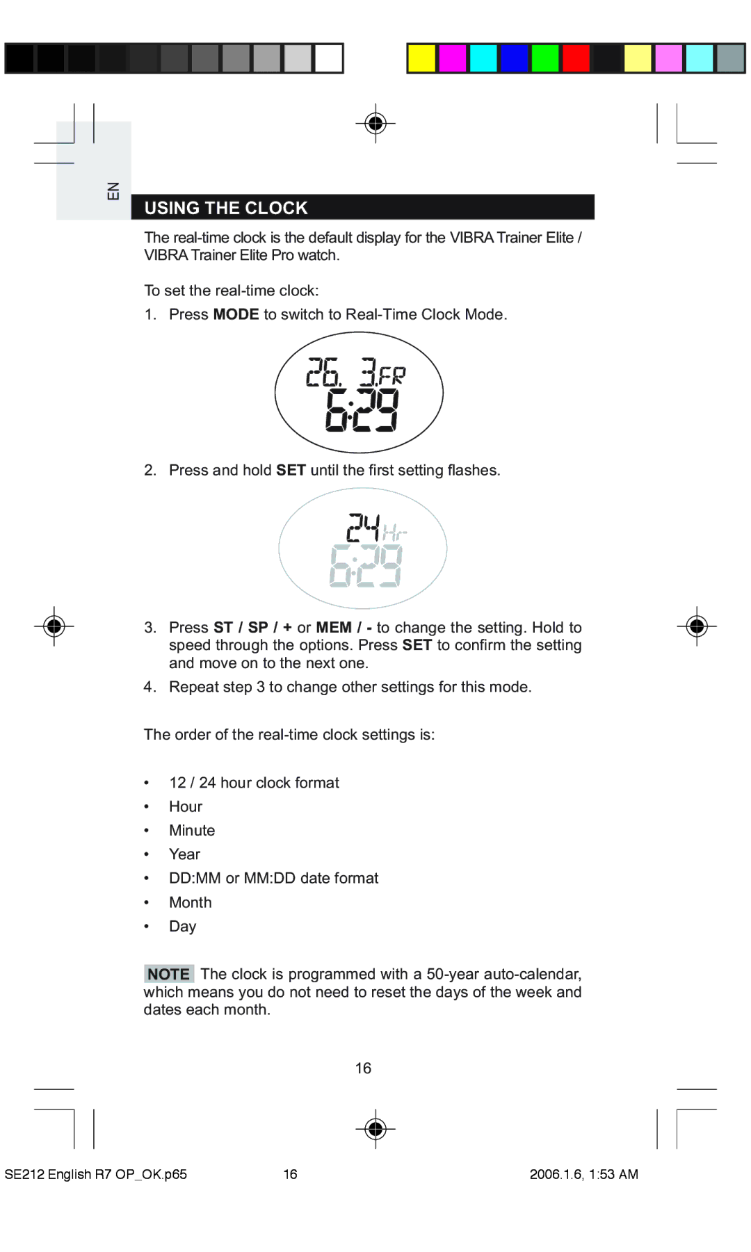 Oregon Scientific SE212 / SE232 user manual Using the Clock 