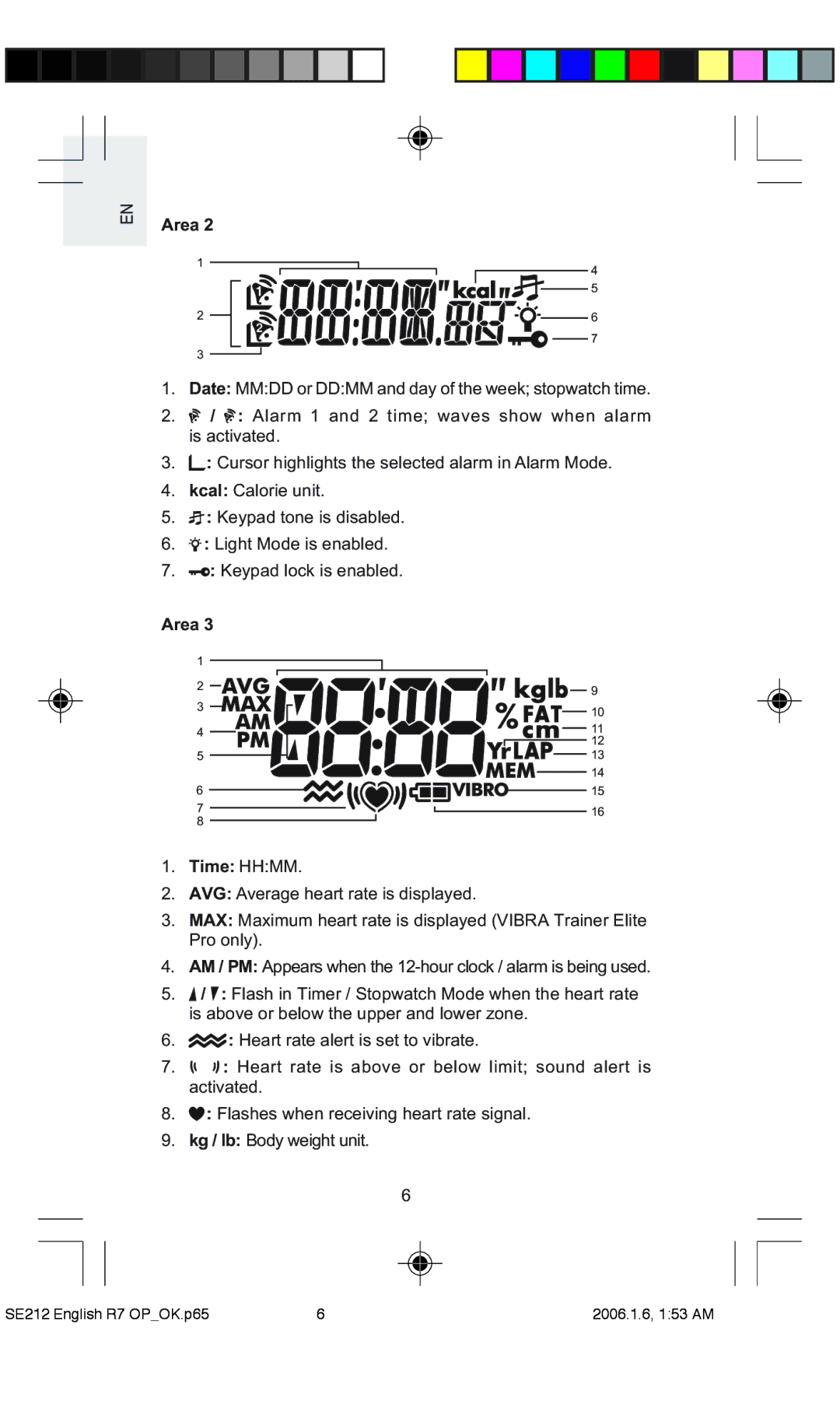 Oregon Scientific SE212 / SE232 user manual Area Time Hhmm 