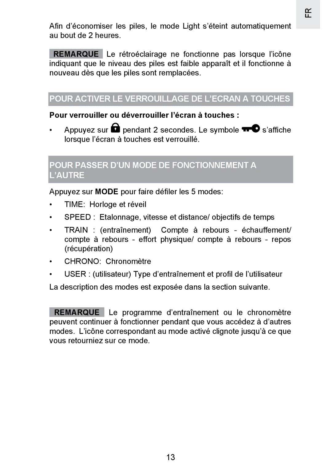 Oregon Scientific SE300 manual Pour Activer LE Verrouillage DE L’ECRAN a Touches 