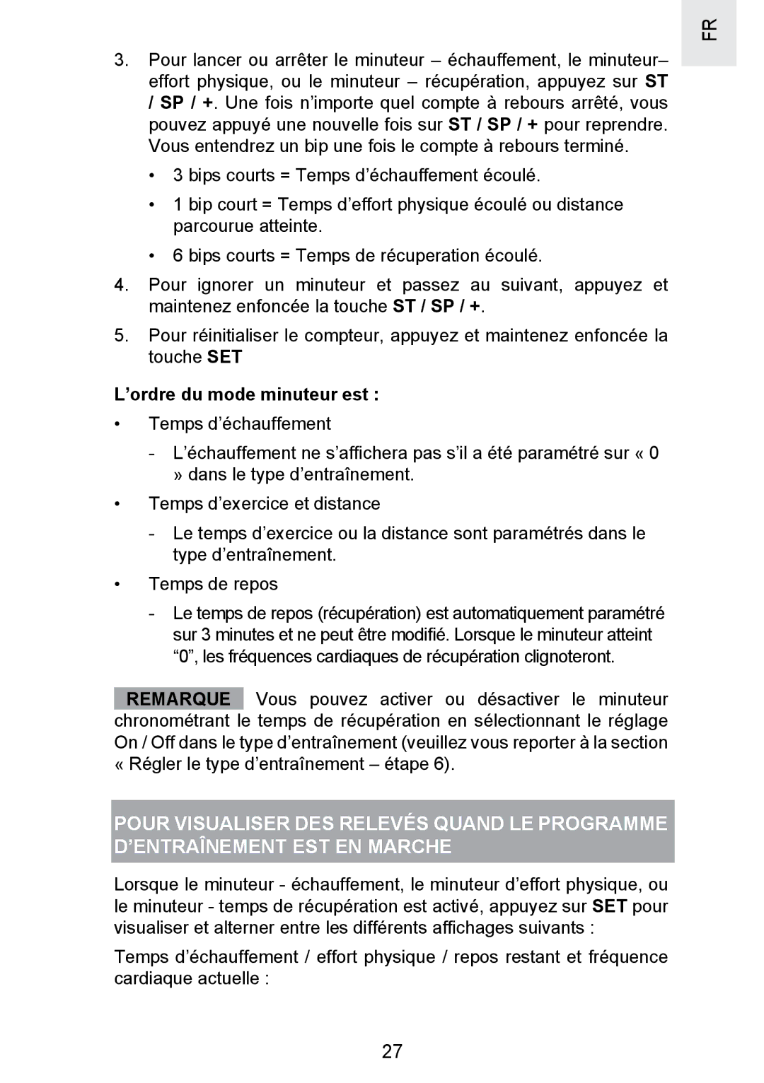 Oregon Scientific SE300 manual ’ordre du mode minuteur est 