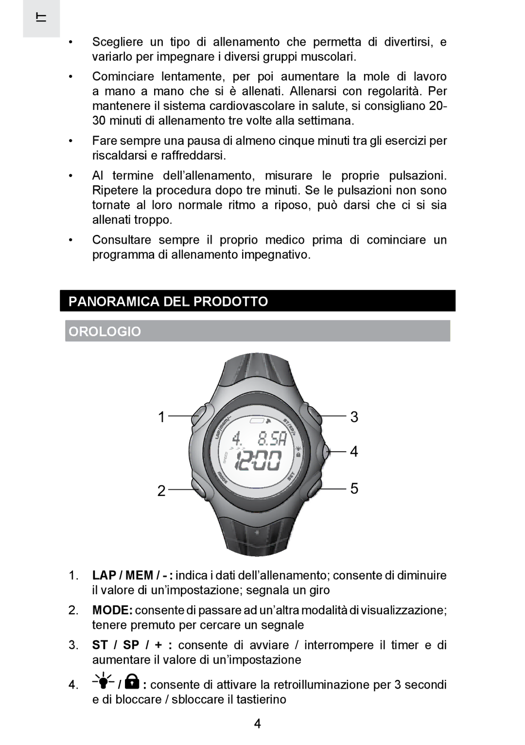 Oregon Scientific SE300 manual Panoramica DEL Prodotto Orologio 