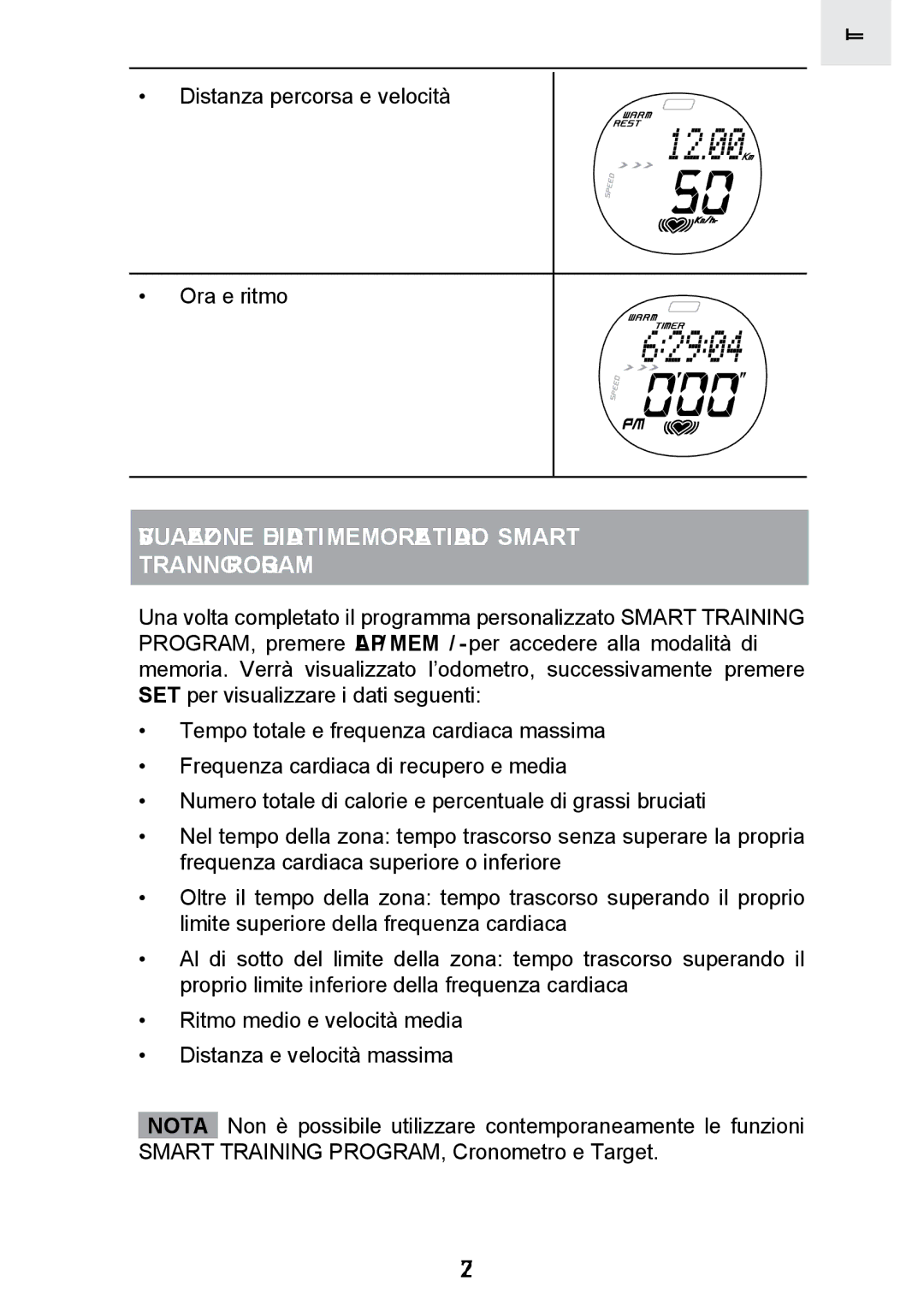 Oregon Scientific SE300 manual Distanza percorsa e velocità Ora e ritmo 