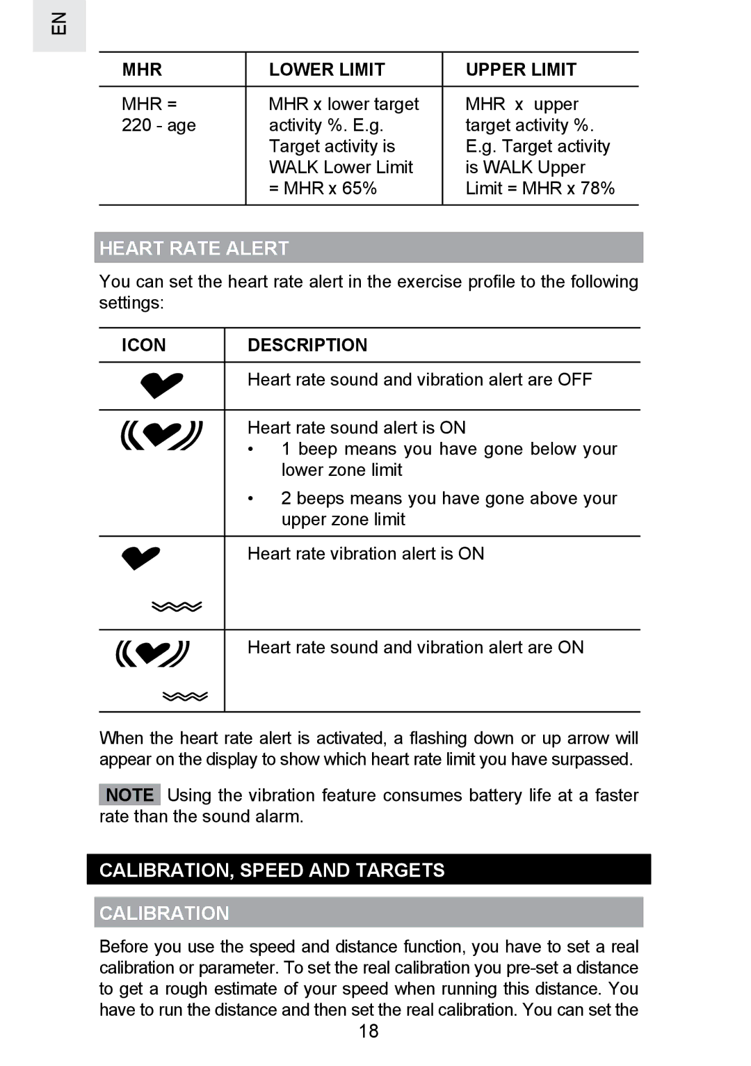 Oregon Scientific SE300 Heart Rate Alert, CALIBRATION, Speed and Targets Calibration, MHR Lower Limit Upper Limit, Mhr = 