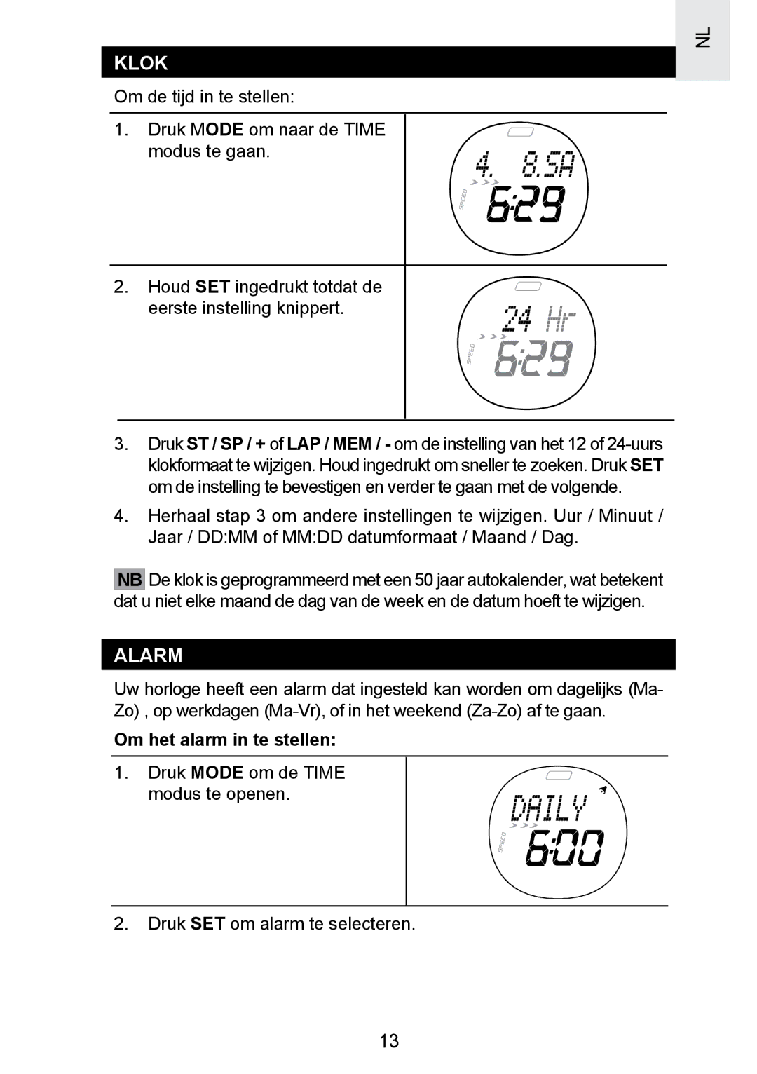 Oregon Scientific SE300 manual Klok, Om het alarm in te stellen 