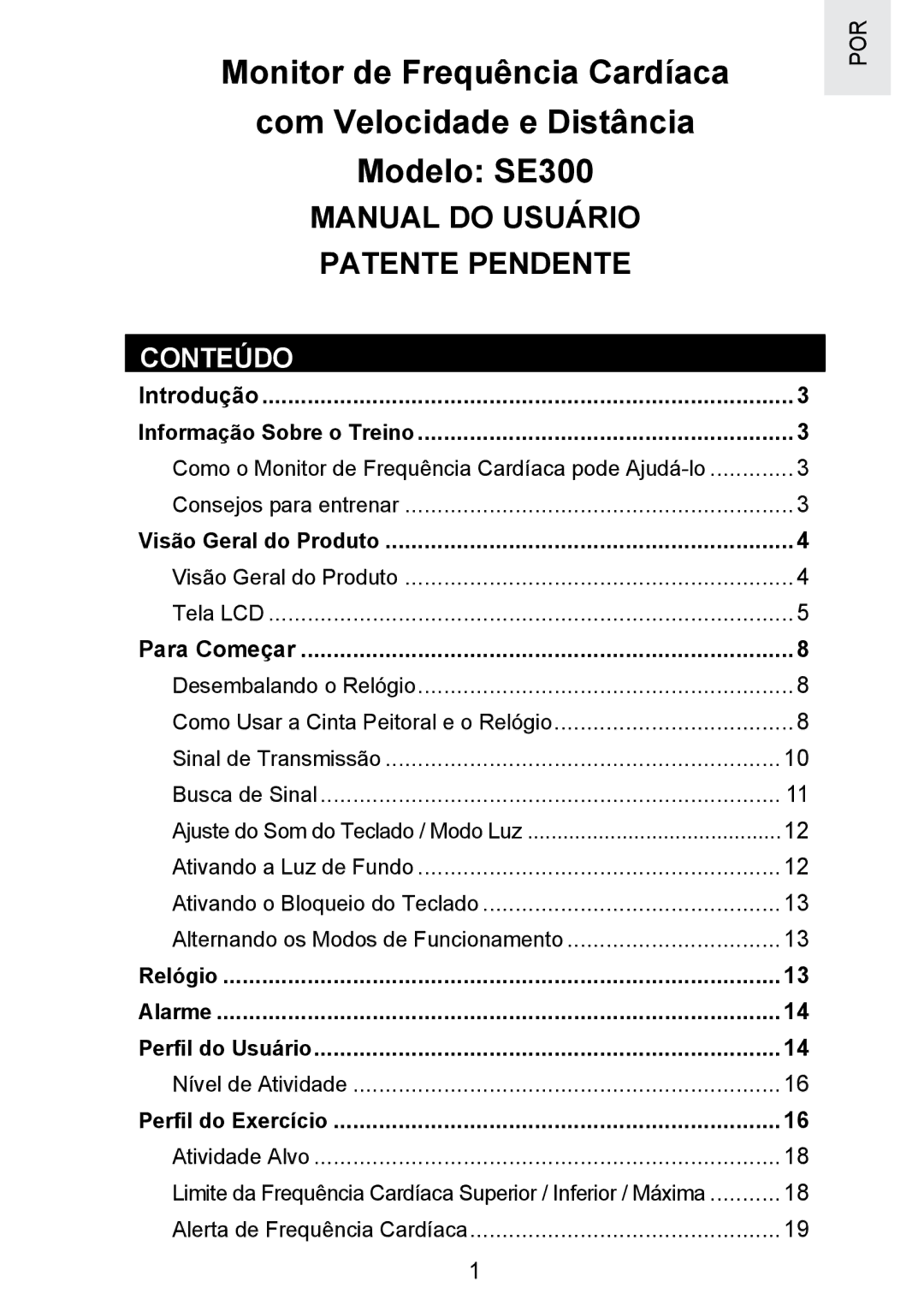 Oregon Scientific SE300 Informação Sobre o Treino, Visão Geral do Produto, Relógio, Perﬁl do Usuário, Perﬁl do Exercício 