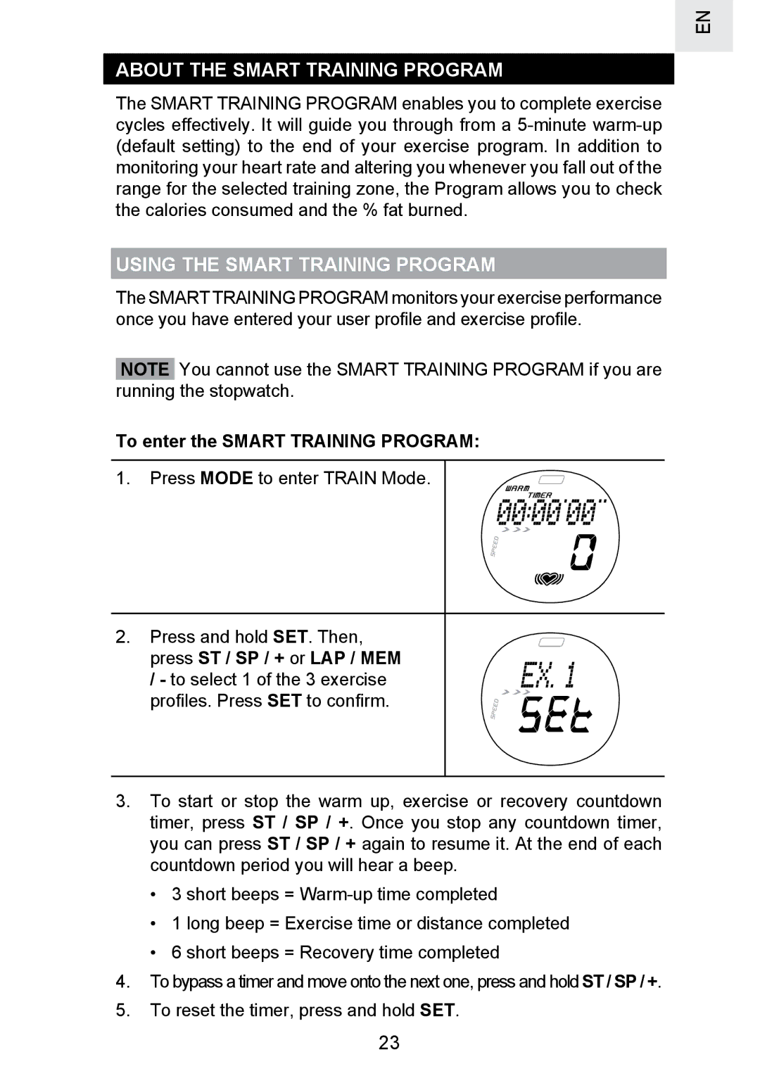 Oregon Scientific SE300 manual About the Smart Training Program, Using the Smart Training Program 