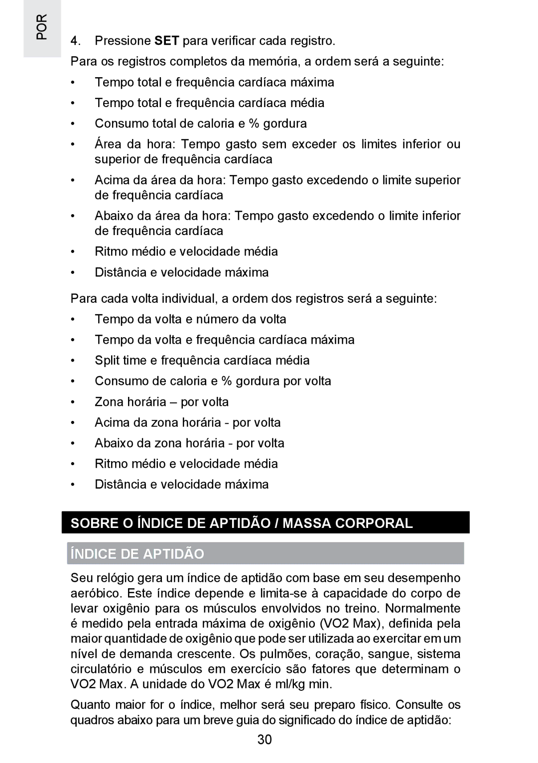 Oregon Scientific SE300 manual Sobre O Índice DE Aptidão / Massa Corporal 