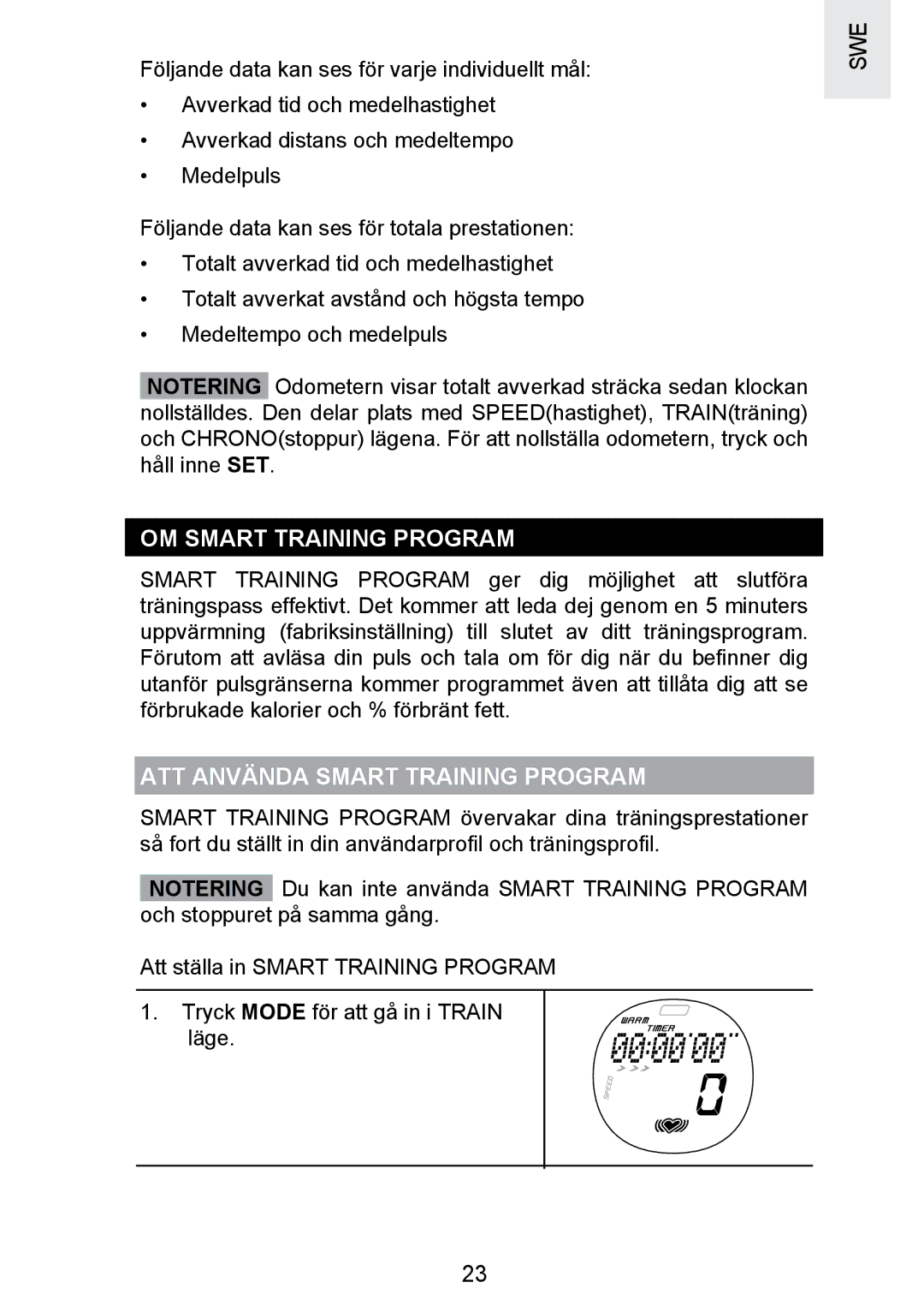 Oregon Scientific SE300 manual OM Smart Training Program, ATT Använda Smart Training Program 