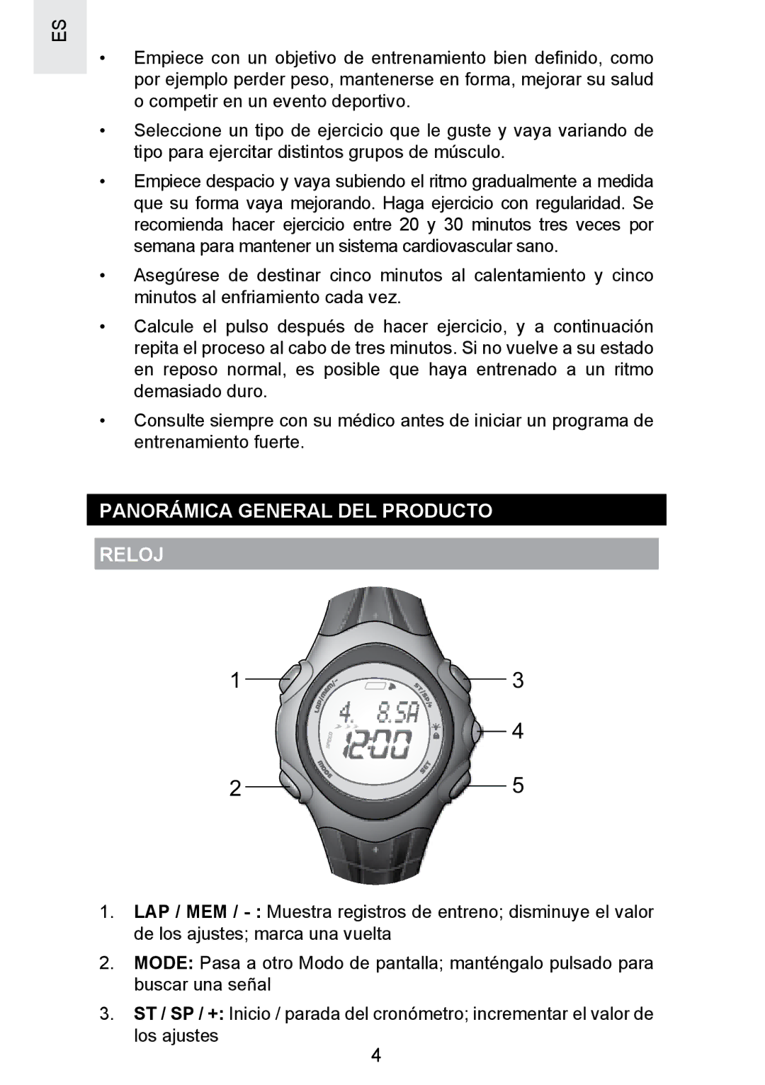 Oregon Scientific SE300 manual Panorámica General DEL Producto Reloj 