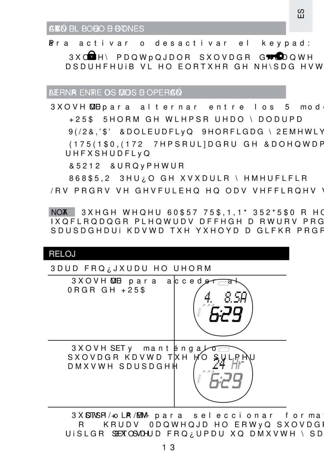 Oregon Scientific SE300 manual Activación DEL Bloqueo DE Botones, Alternar Entre DOS Modos DE Operación 