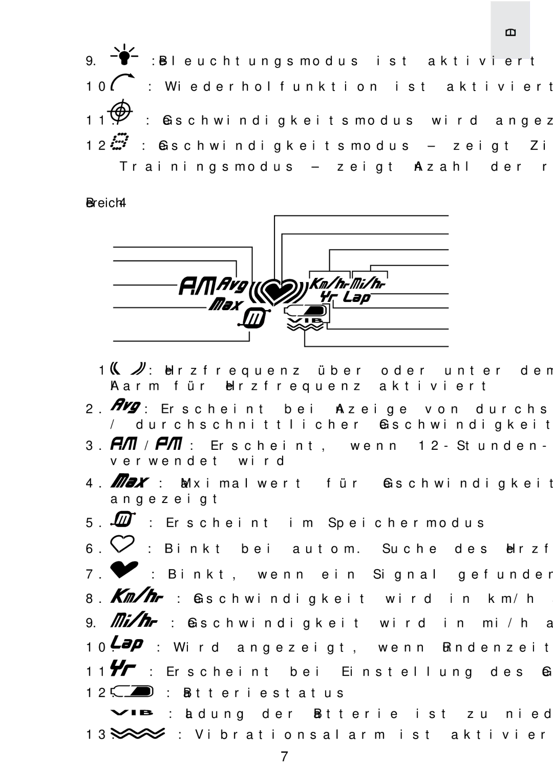 Oregon Scientific SE300 manual Bereich 