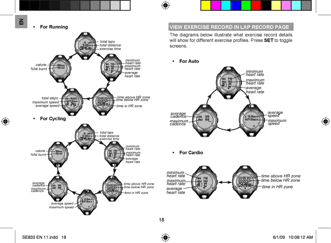 Oregon Scientific SE833 user manual View Exercise Record in LAP Record, For Cycling 