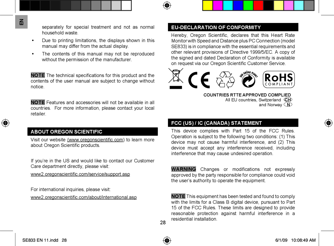 Oregon Scientific SE833 user manual Household waste, EU-DECLARATION of Conformity, About Oregon Scientific 