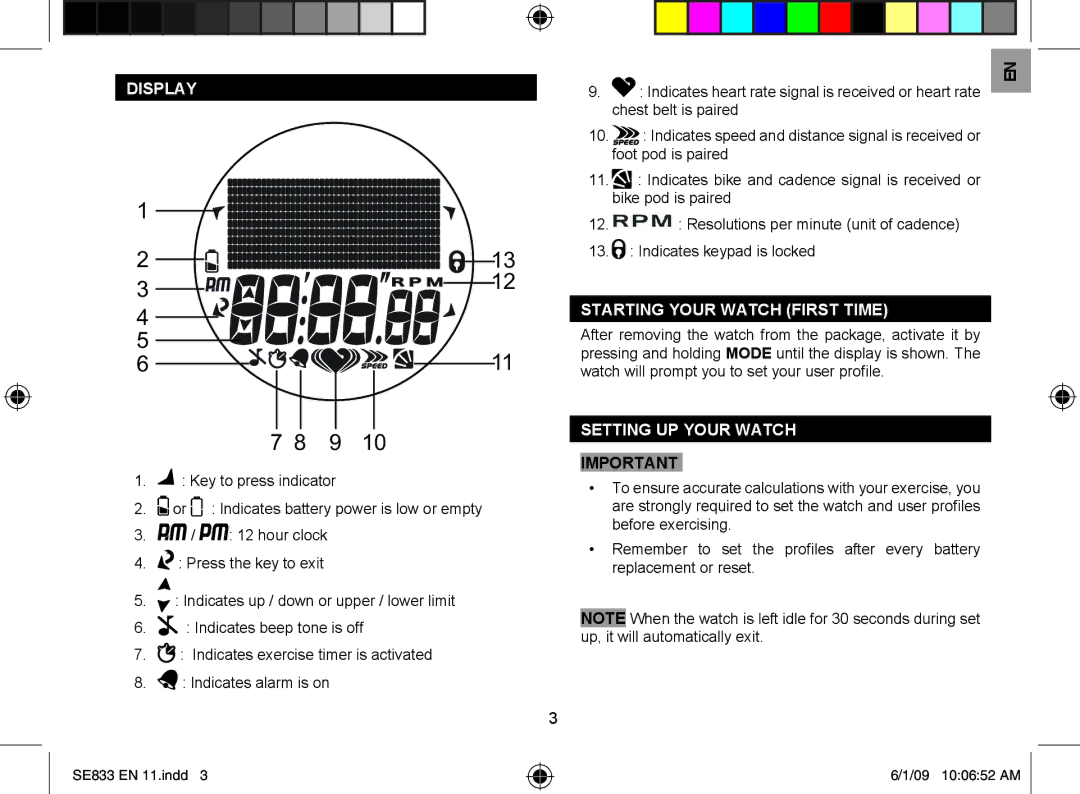 Oregon Scientific SE833 user manual Display, Starting Your Watch First Time, Setting UP Your Watch 