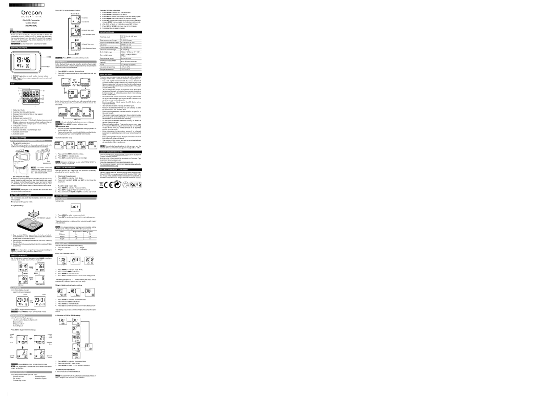 Oregon Scientific SP200 specifications Introduction, Control Buttons, Lcd, Battery Replacement, Operation Modes 