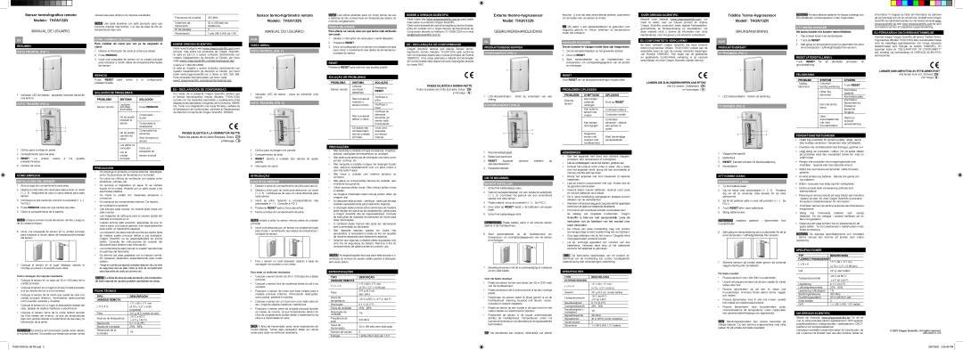 Oregon Scientific thgn132n specifications Sensor termohigráﬁco remoto Modelo THGN132N, Manual De Usuario, Manual Do Usuário 