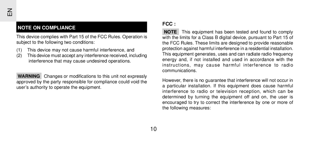 Oregon Scientific THGR 238 NF specifications Fcc 