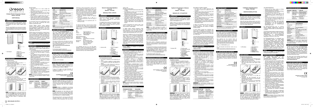 Oregon Scientific THN132N specifications Introduction, Specifications, Introduzione, Panoramica, Specifiche, Overview 