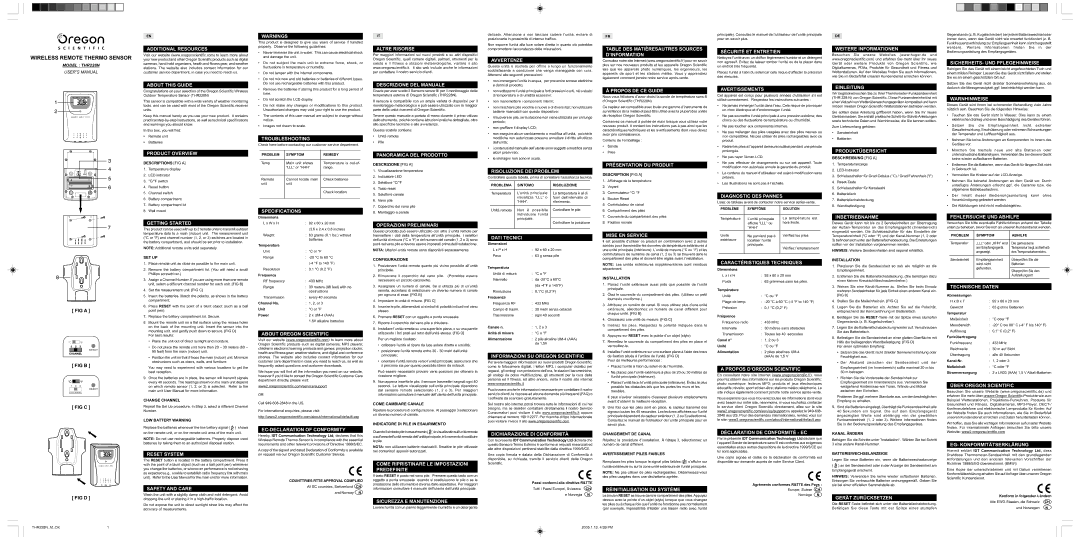 Oregon Scientific THR228N specifications Additional Resources About this Guide, Altre Risorse Descrizione DEL Manuale 