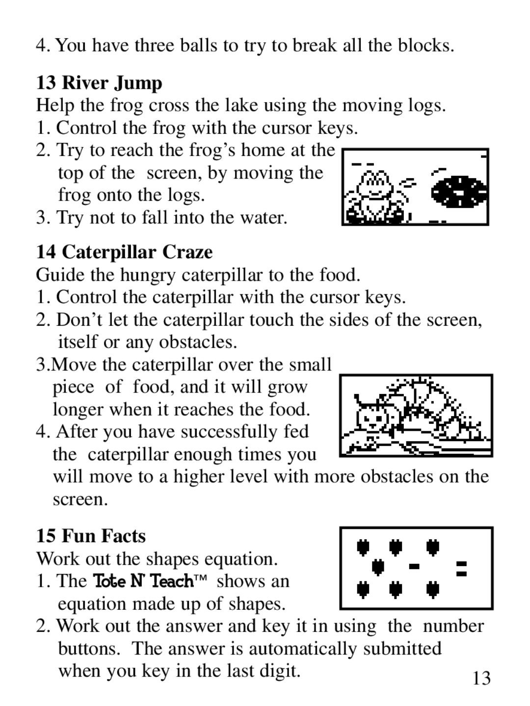 Oregon Scientific Tote N' Teach manual River Jump, Caterpillar Craze, Fun Facts 