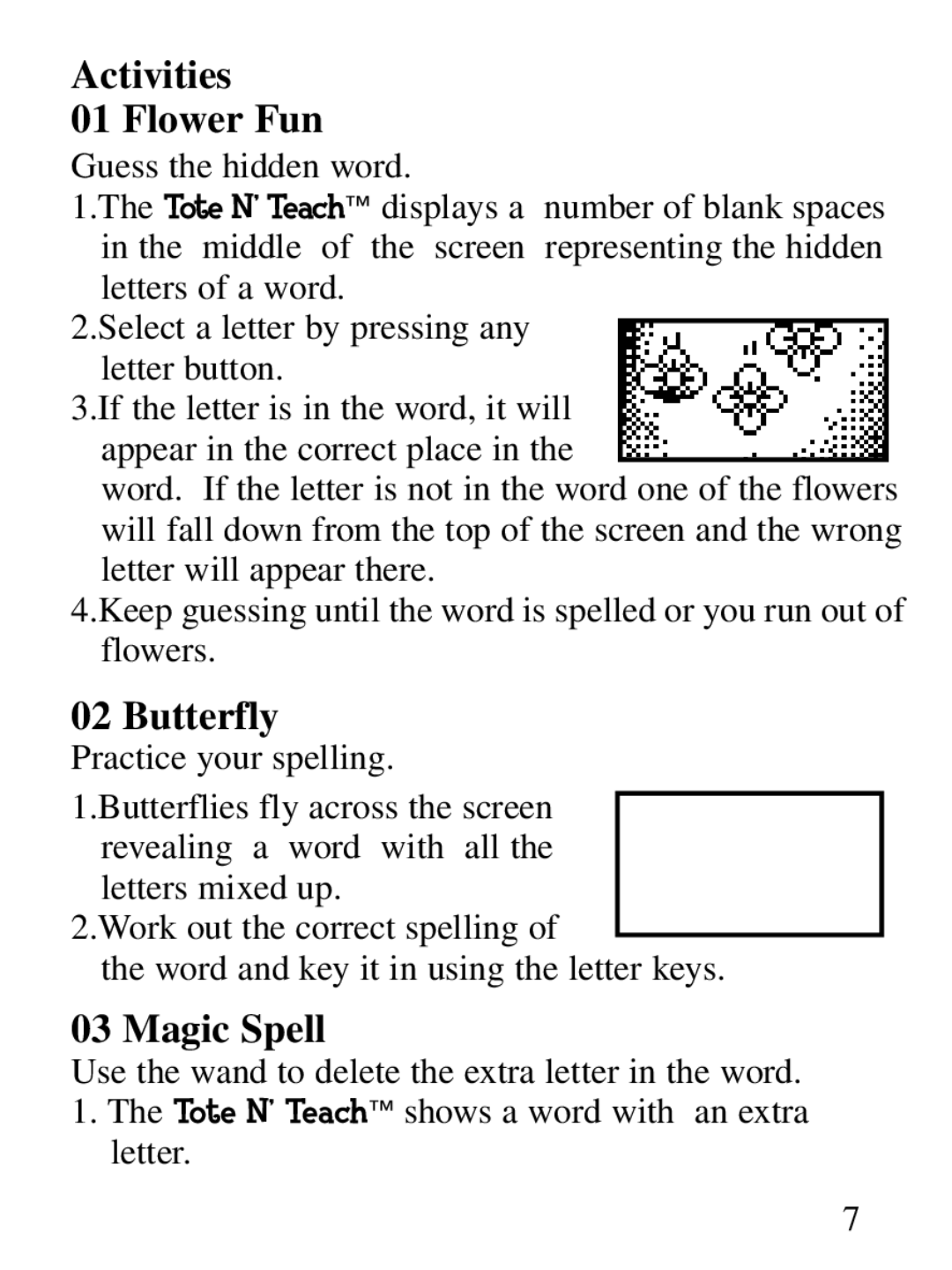 Oregon Scientific Tote N' Teach manual Activities Flower Fun, Butterfly, Magic Spell 