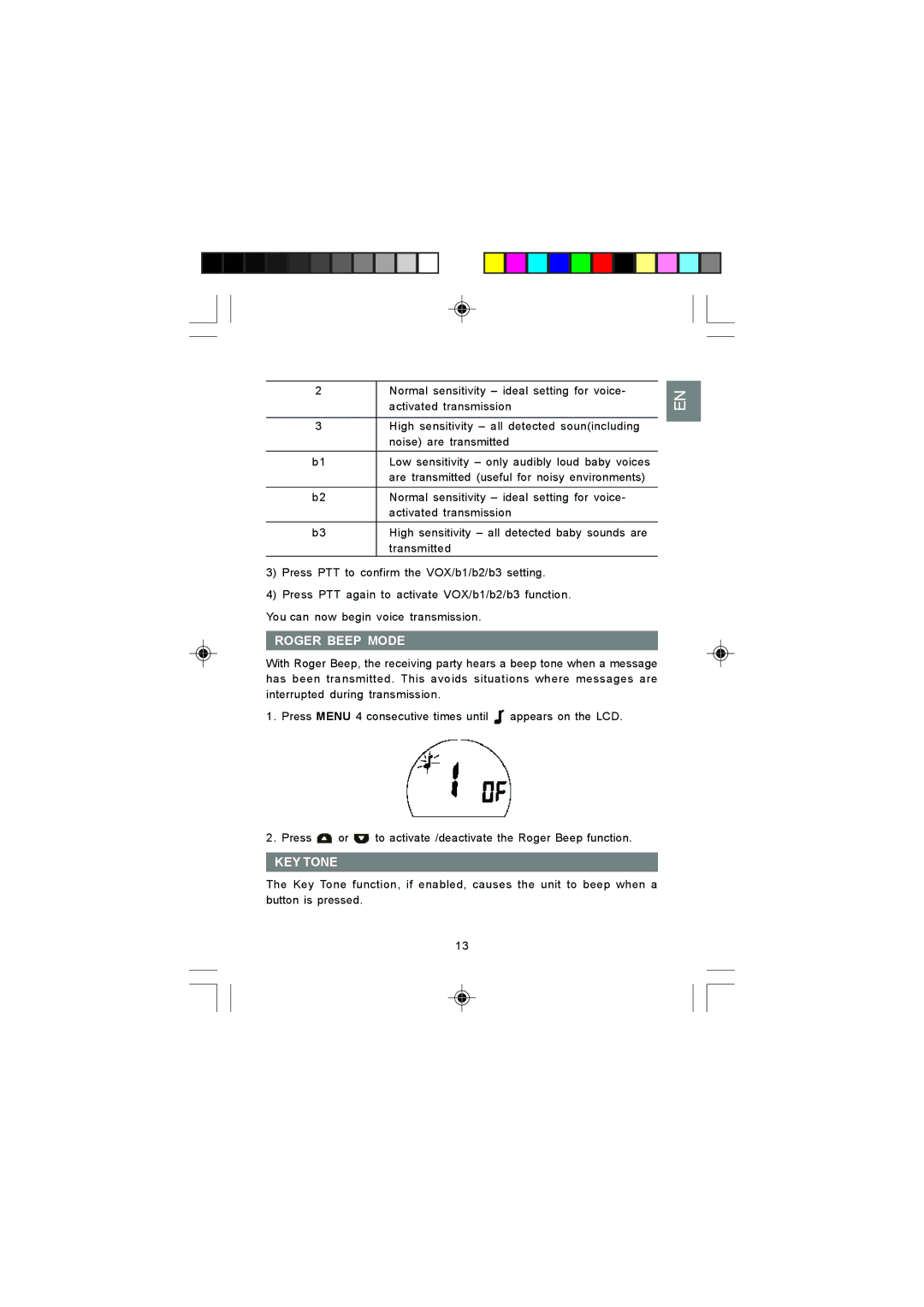 Oregon Scientific TP380 user manual Roger Beep Mode, KEY Tone 